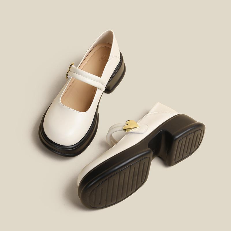 Light Sole Women's Retro Style Muffin Thick Sole Small Leather Shoes Thick Heel Mary Jane Single Shoes Casual Shoes