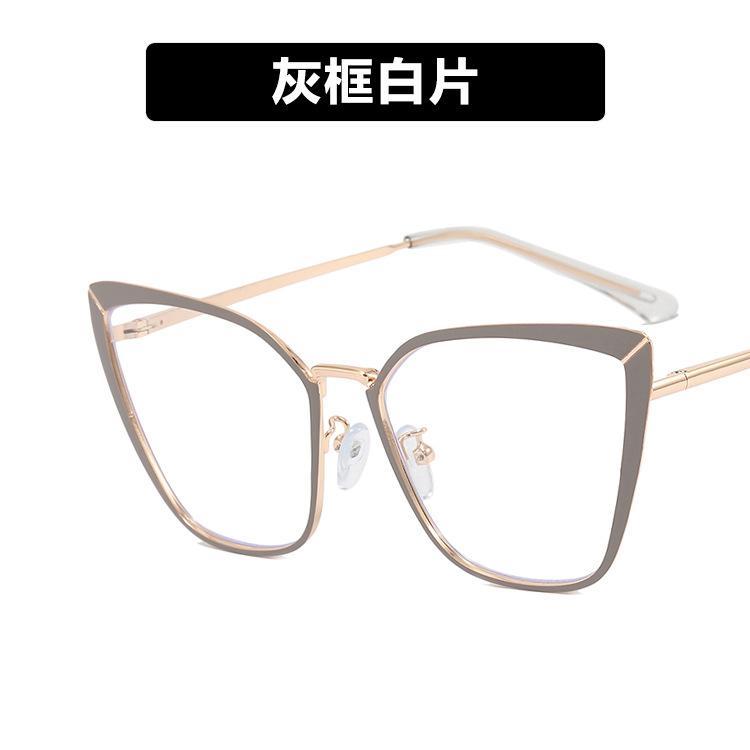 European and American metal cat eye glasses frame new flat mirror plain anti-blue light can be matched with myopia glasses frame