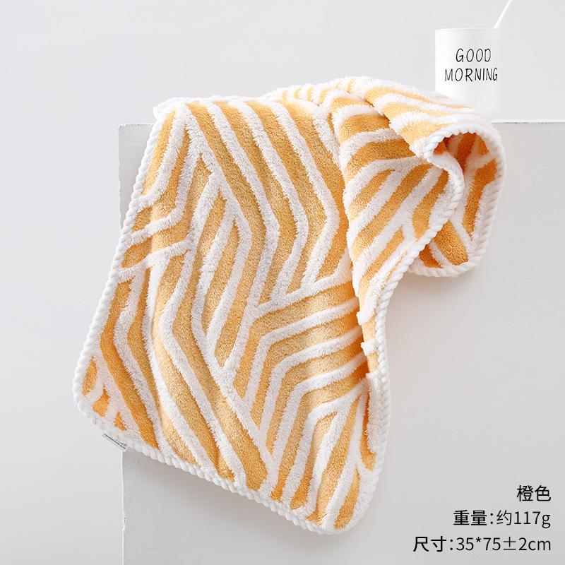 Towel New Jacquard Coral Fleece Striped Texture Soft Absorbent Household Face Towel Hand Towel