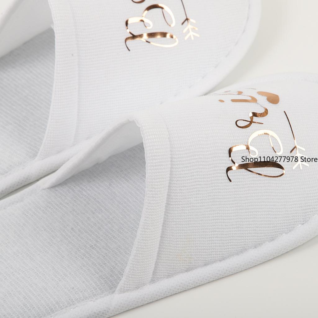 Fashion Bride Bridesmaid Slippers,Wedding Party Disposable Slippers Bridal Party Slippers Set, Lightweight Cozy Soft Sole Flats
