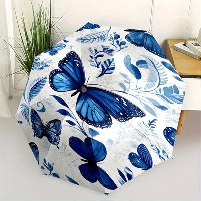 Butterfly Pattern Theme Automatic Open/Close Umbrella, Portable 3 Fold Compact Umbrella for Men & Women, Valentine's Day Mother's Day Gift0725011