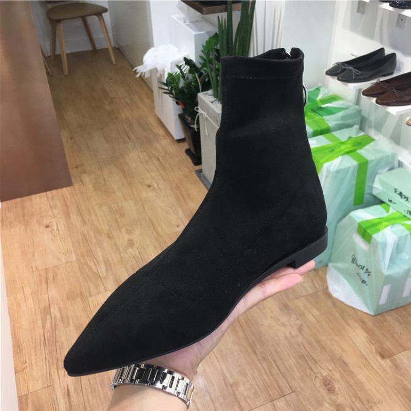 

2025 весенние жалюзи короткие овчинные на плоской подошве женские ботинки удобные, нескользящие и дышащие 18-40 лет однотонные с острым носком 34