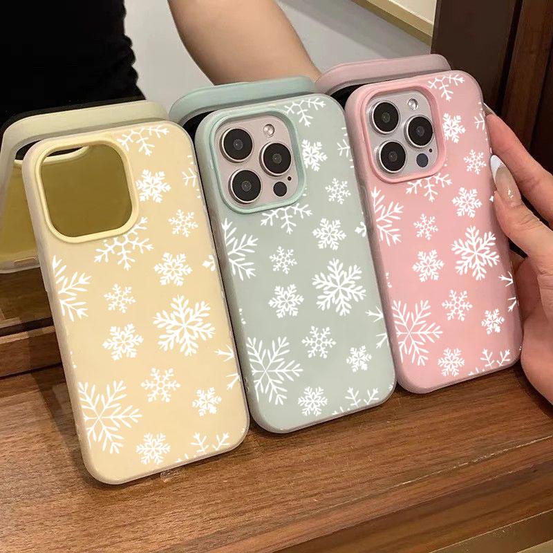 Simple White Snowflake Winter Phone Case For Xiaomi Redmi 14C 13C Note 14 13 12 11 10 Pro Plus 5G 2 in 1 Matte Clear Back Cover