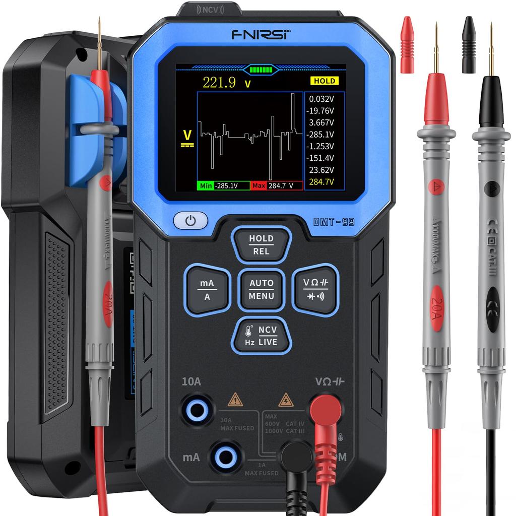 FNIRSI Digital Rechargeable Circuit 9999 Voltage DC Continuity Temperature Measurement DMT-99 Multimeter, AC/DC Voltmeter, Tester, Counts, Non-Contact