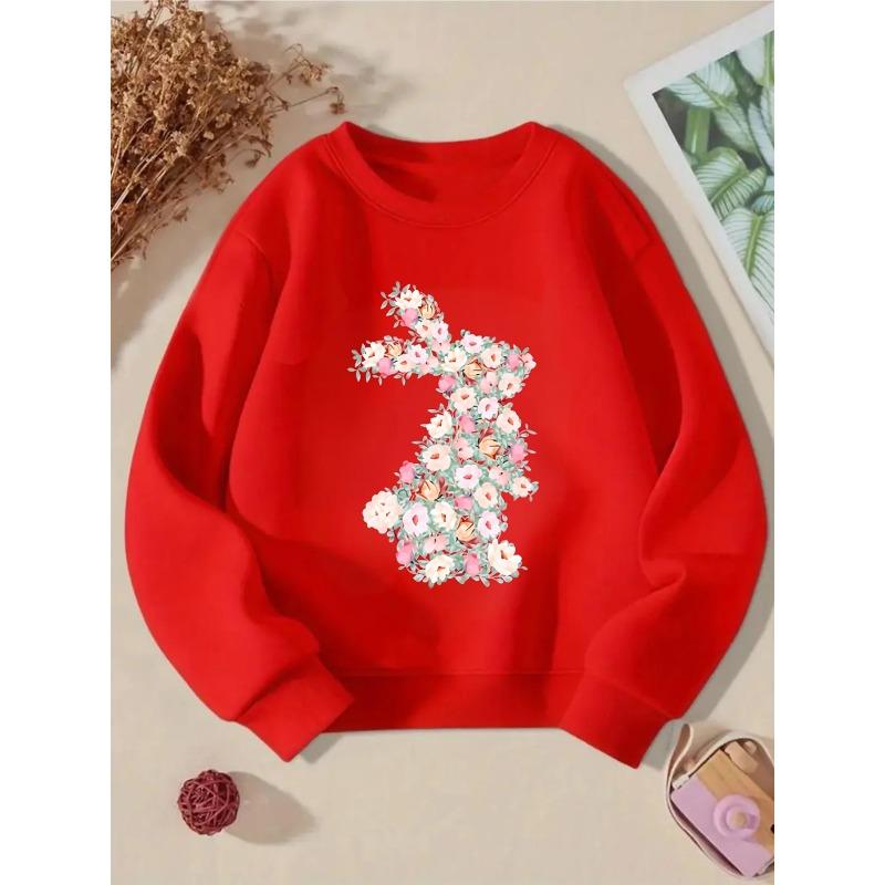 European sizes Crewneck Sweatshirt for Kids Featuring a Floral Design in Pink And White, Soft And Comfy Sportswear Is Perfect for Casual Outings