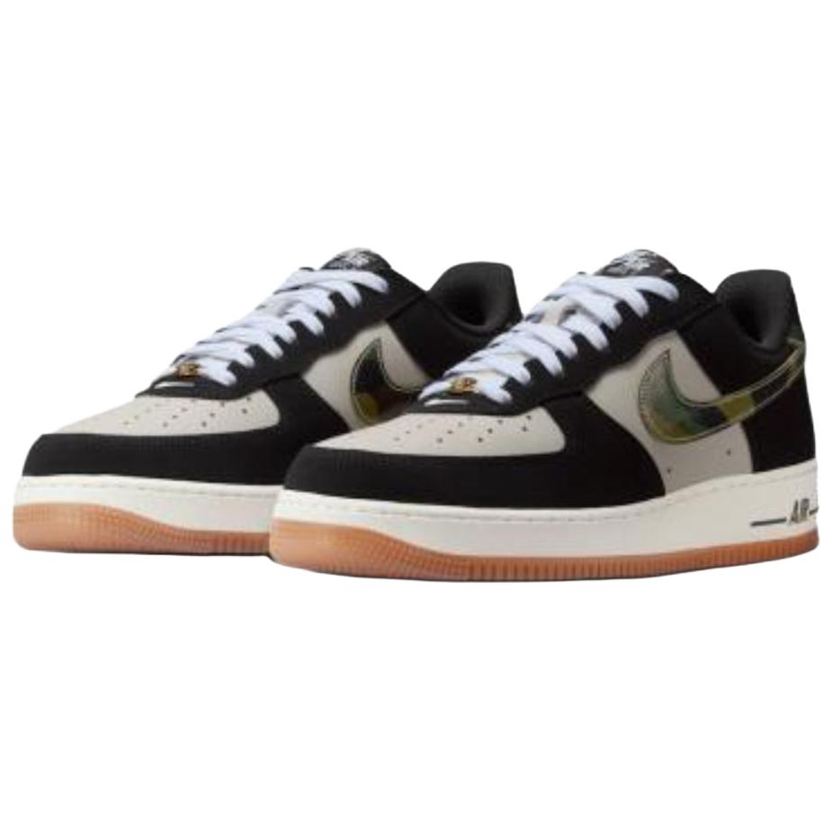Nike Air Force 1 Low Černé lakované maskáčové Swoosh Unisex tenisky Bílá Guma-Středně-Hnědá Summit-White HQ1967-100