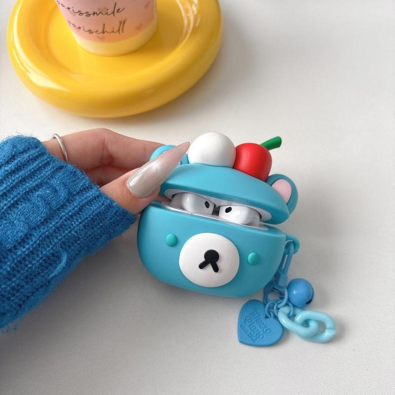 Blue Easy Bear Apply Apple AirPods4 Bluetooth Wireless Headset Case Female 1/2/3/pro2 Protective Case
