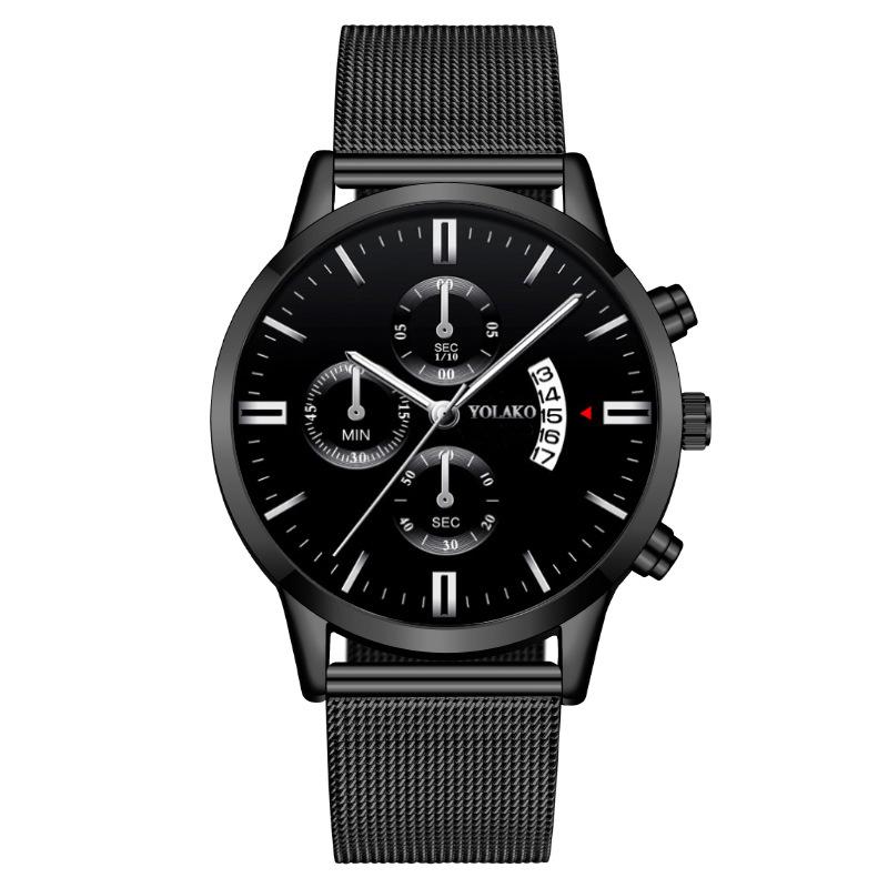 Popular fashion calendar three-eye six-pin men's watch men's watch mesh belt steel belt quartz watch