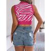GMXIA Summer Hollowed-out Contrasting Color Zebra Print Crop Top Women's Vacation Top