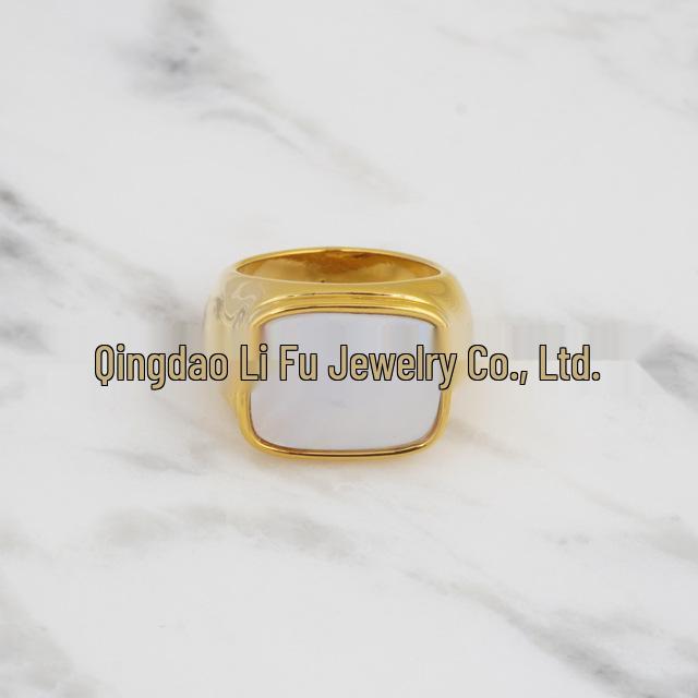 Trendy Minimalist European-American White Mother-of-Pearl Index Finger Ring for Women