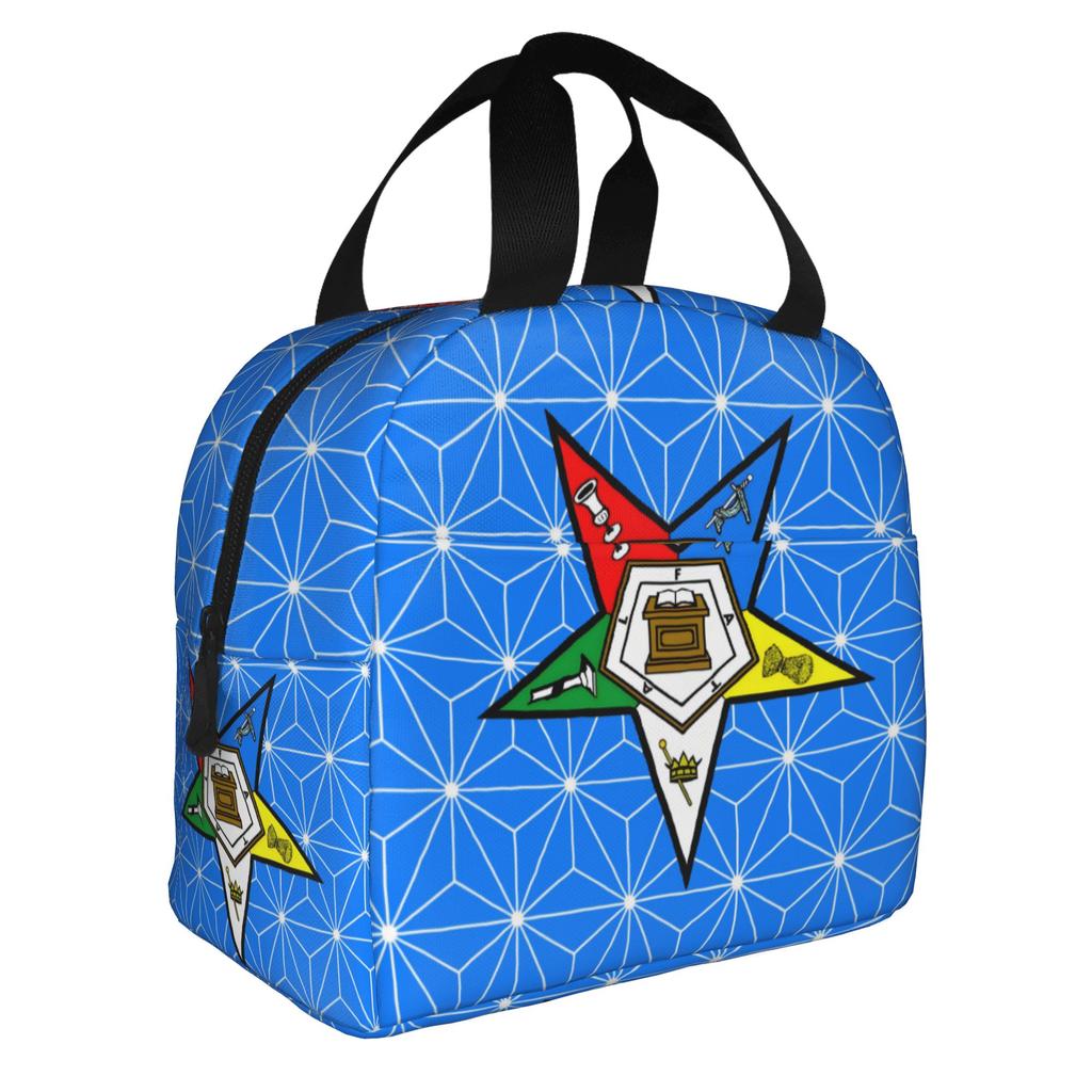Order Of The Eastern Star Logo Thermal Insulated Lunch Bags Women  Portable Lunch Container for School Multifunction Food Box
