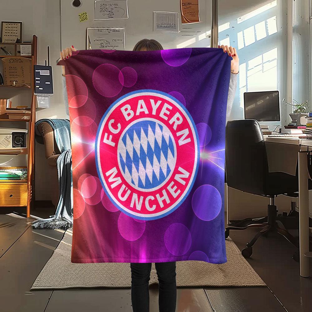 1PC FC Bayern Munchen Patterned Flannel Blanket Suitable For All Seasons for Home Decor Warmth and Comfort Gifts Holiday Present