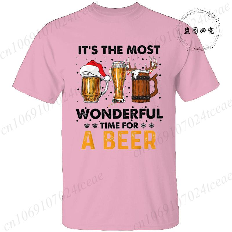 Men's Funny T-shirt Clothing It's The Most Wonderful Time for A Beer Christmas Tee Shirt Reindeer Drinking Graphic Tees Clothing