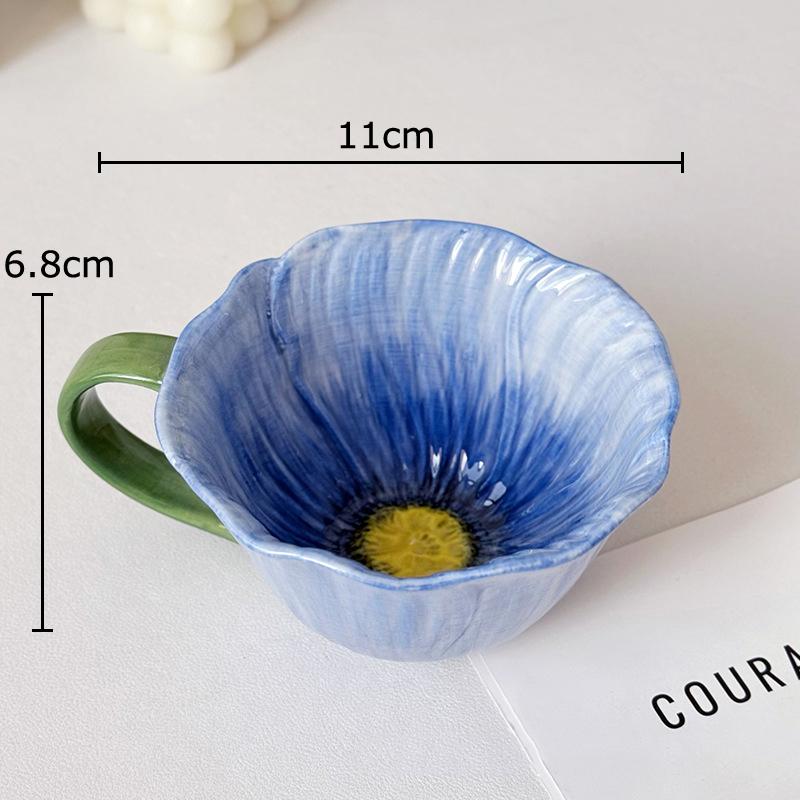 Gänseblümchen Bemalte Porzellantasse Reizende Blume Dekorative Kaffeetasse Esstisch Milchtassen Nachmittagstee Teetasse Früchte Safttasse