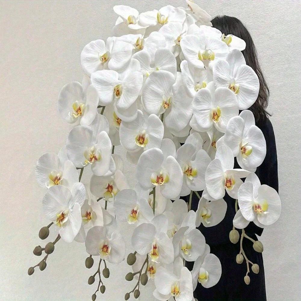 6pcs Lifelike Artificial Orchids - 9 Blooms Each, Silk Butterfly Orchid Stems for Elegant Home & Wedding Decor Perfect Gift