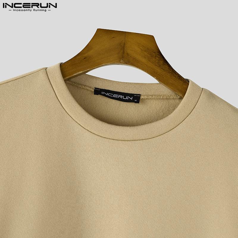 INCERUN Men Spring Cutout Long Sleeve Print Loose Pullover Sweatshirts