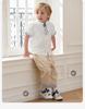David Bella Boys' Pure Cotton Shirt Summer Clothes Middle and Large Children's White Shirt Children's Short-sleeved Top
