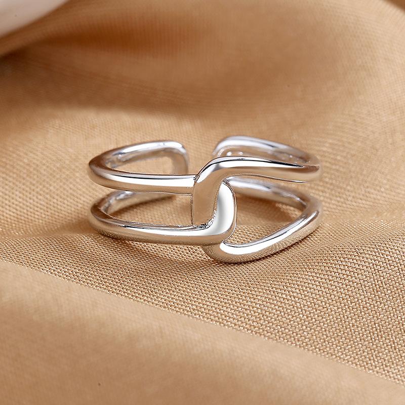 925 Sterling Silver HipHop Ring Open Adjustable Silver/Gold for Women Exquisite Student Girlfriend Jewelry Wedding Party GiftG