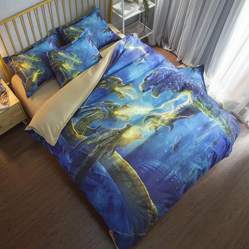 3d Godzilla Newest King Of The Monsters Design Bedding Set Duvet Cover 3pc