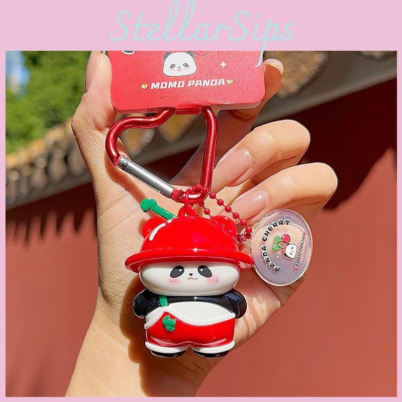 Panda Keychain Cartoon Resin Keyring With Cherry Design For Gift Giving And Daily Use