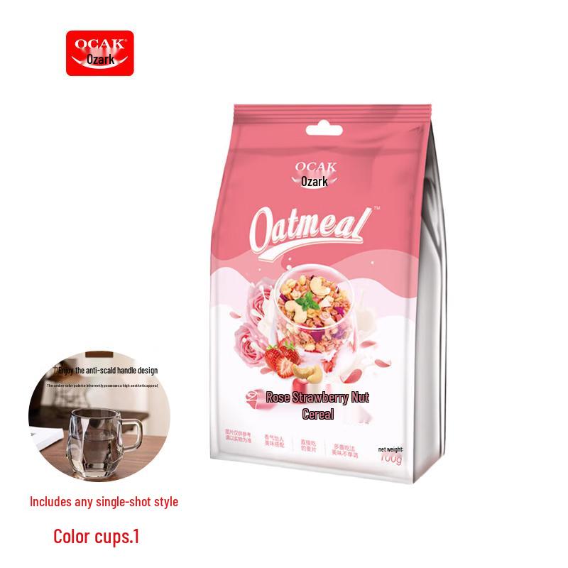 Ozak Rose Strawberry Nut Cereal 100g Portable Pack with Cup