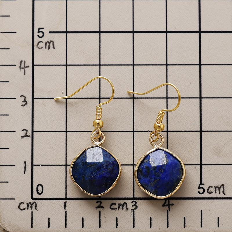 Natural amethyst geometric earrings, ear hooks, earrings, Japanese and Korean designers, real gold-plated popular jewelry.