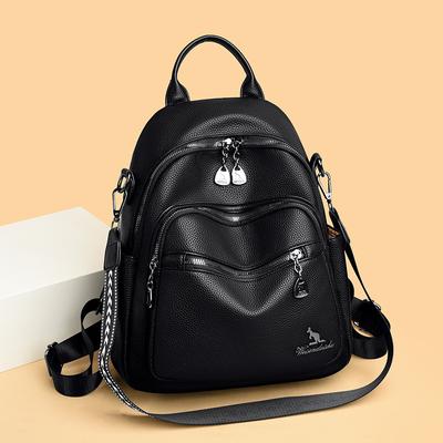 Korean Fashion New Women's Backpack European and American Trendy Simple and Versatile Soft Leather Shoulder Bag