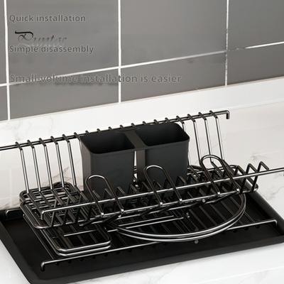 Stainless Steel Dish Drying Rack 2 Tier Kitchen Storage Rack with Rust-Resistant Coating Large Utensil Holder Drainage System Dishes Cups Storage