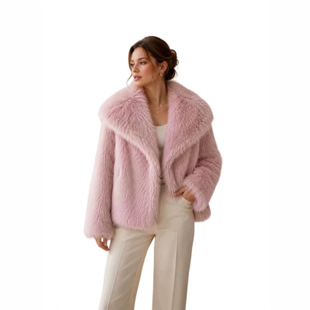 European, American autumn and winter ins explosive imitation artificial fur fox hair big lapel fur jacket
