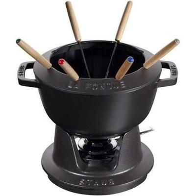Fondue Set - STAUB - 20 Cm - Cast Iron - Black - For Adults