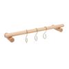 Wooden Towel Rack 45cm with 3 S Hooks Wall Mounted Towel Holder Hanger for Bathroom