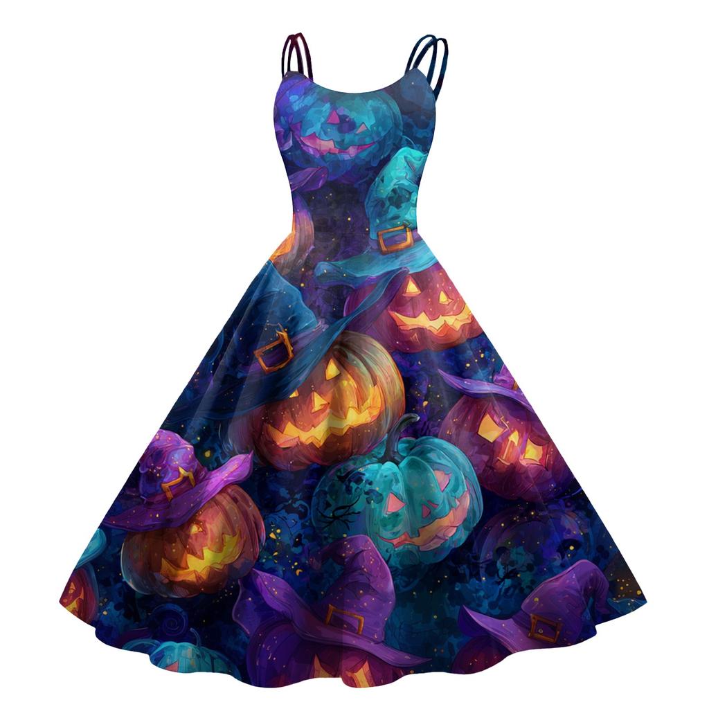 Kvinners Halloween-trykk Sexy Off-The-Shoulder Punk Vintage Kjole