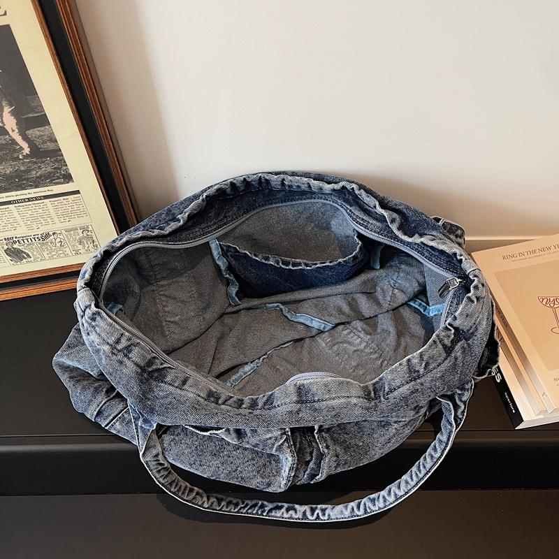 Denim-Tragetasche Damen-Umhängetasche Handtasche mit großem Fassungsvermögen