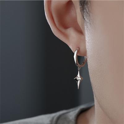 Klasické náušnice s hvězdou pro muže Šperky Novinka 925 Stříbro kruhové náušnice Pánské doplňky na párty Trendy dárek