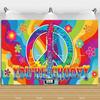 Bus Hippie Rétro Coloré Paix Amour Teint en Tie-Dye Décorations d'Anniversaire pour Enfants Style Bohème Guitare Accessoire de Photographie Floral