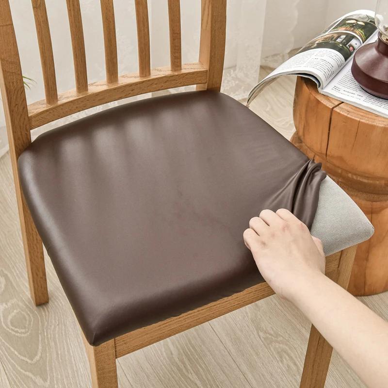 1pc Waterproof Pu Chair Cushion Cover For Kitchen Dining Room Leather Seat Cover Dining Room Chair Seat Cushion Cover