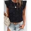 JPNTKY Women's Fashion Casual Solid Color Print Sleeveless O-Neck  Blouses & Shirts