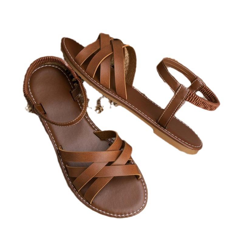 2024 Summer Plus Size Women's Fashion Flat Roman Sandals