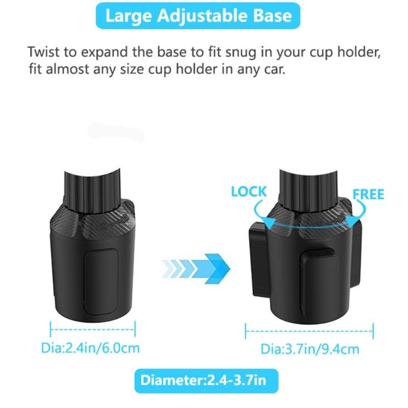 Car Cup Holder Expander Tray Detachable Rotatable Eating Table Food Tray Phone Mount Adjustable Base
