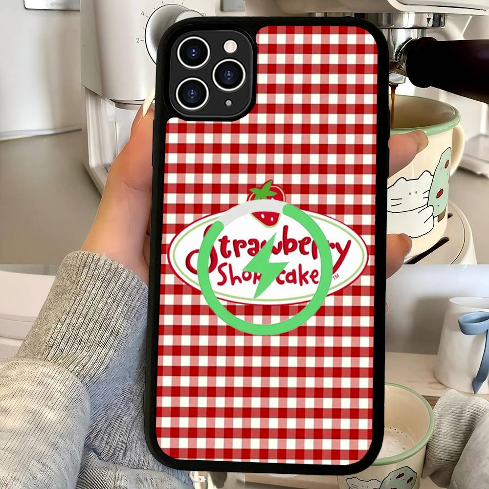 Animated S-Strawberry S-Shortcake Magnetic Matte Phone Case For IPhone 16 17 15 14 13 12 11 For Magsafe Wireless Charge Cover
