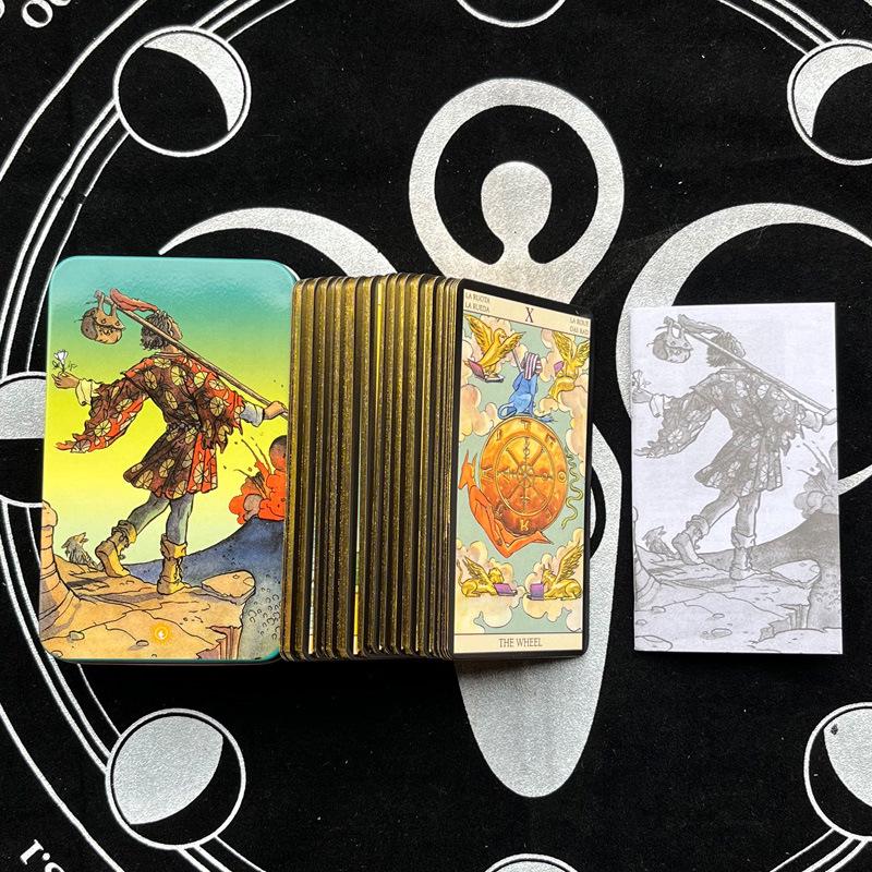 Popular Tarot Oracle Cards in English with Gold Stamping, Iron Box Packaging for Table Games