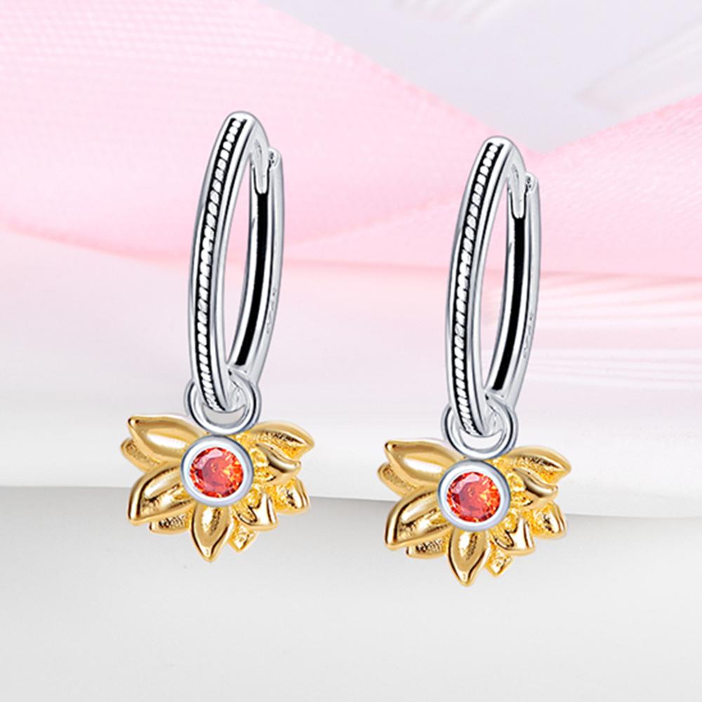 925 Silver Sunflower Dangle Hoop Earrings for Women Fashion Earrings Jewelry Gifts