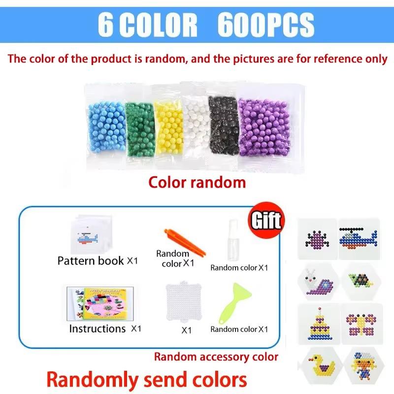 Diy Water Fuse Beads Toy No-Iron Sticky Art Craft Set 3D Pixel Art Bead Kit Water Sticky Beads Sensory Toy Educational Gift