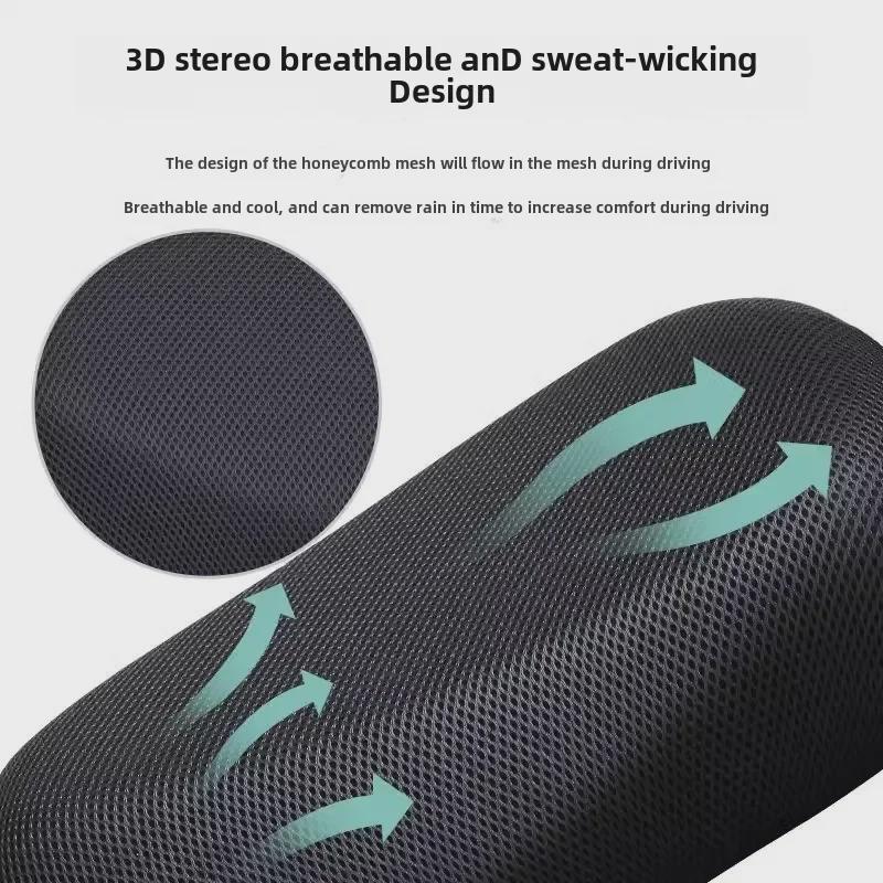Universal 3D Honeycomb Electric Car Seat Cushion - Large, Thickened, Sun Protection, Heat Insulation - Mesh Cover for Motorcycle