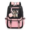 Korean Style Printed Canvas Backpack for Students Fashionable Youth School Bag Trendy Casual Commute Shoulder Bag KTB