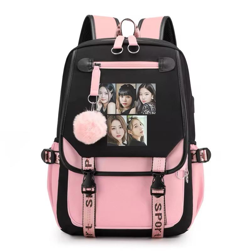 Korean Style Printed Canvas Backpack for Students Fashionable Youth School Bag Trendy Casual Commute Shoulder Bag KTB