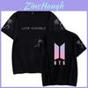 Bts Tryckt T-shirt Kortärmad Bomull Vardagskläder För Fans Mode