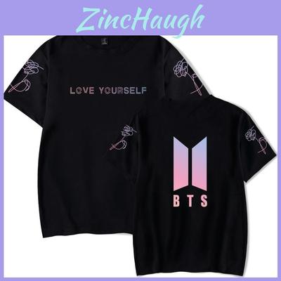 Bts Print T-Shirt Kurzarm Baumwolle Freizeitkleidung Für Fans Mode