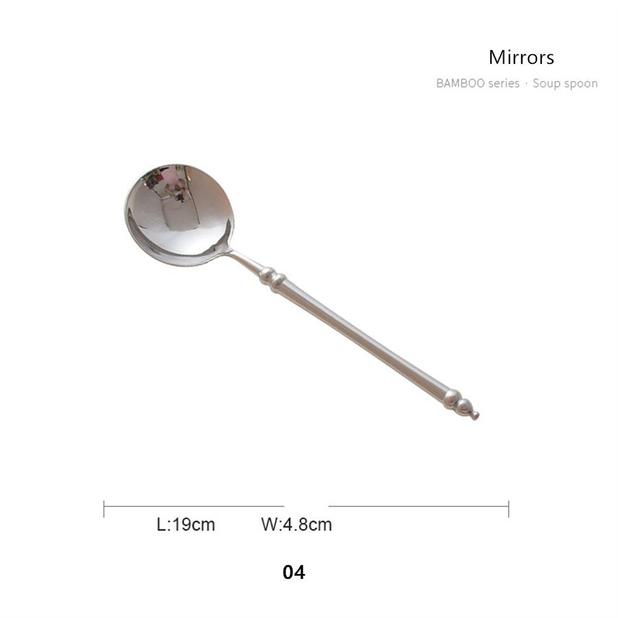 304 Stainless Steel Western Cutlery Bamboo Idea Design Japanese Retro Style Steak Knife, Fork and Spoon Set Chopsticks