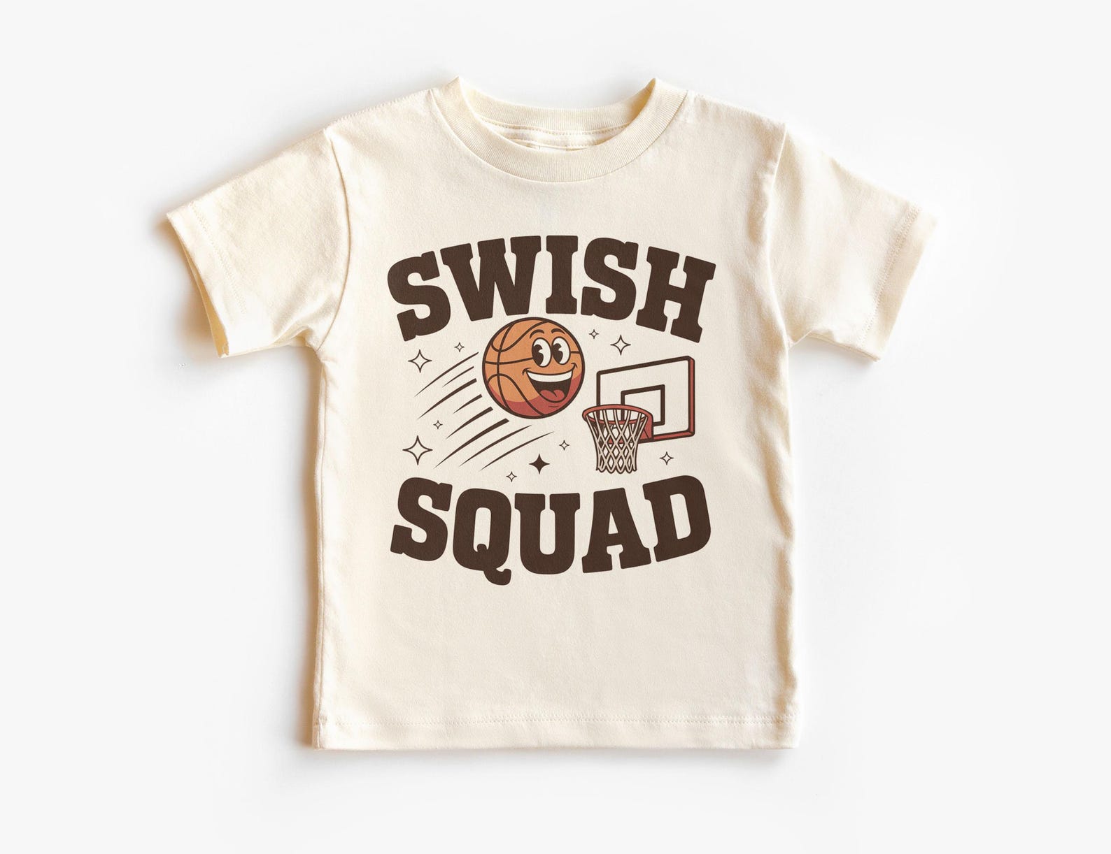 Swish Squad Basketball Kids Shirt - Cute Sports Graphic Tee - Youth Basketball Game Day Outfit - Fun Hoops T-Shirt for Boys and Girls 110